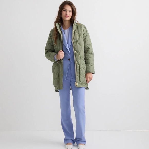 J.Crew Signature Puffer Cocoon Jacket PrimaLoft Green Size Large - Picture 7 of 15